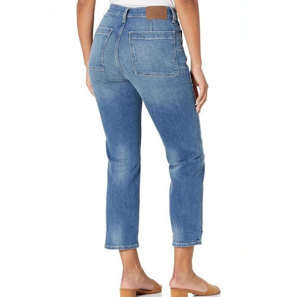NWT J. Crew High-Rise Cropped Patch Pocket Utility Jeans 31P Dark Wash Stretch - Picture 2 of 11